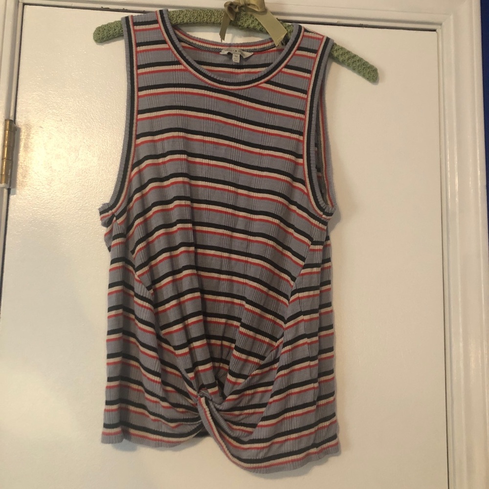 Lucky Brand knot striped ribbed tank
